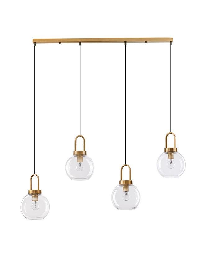 NV 9241180 Závěsné svítidlo IRVINE čiré sklo černý kabel mosazný zlatý kov E27 4x12W 230V IP20 bez žárovky - NOVA LUCE (obrázek 2)