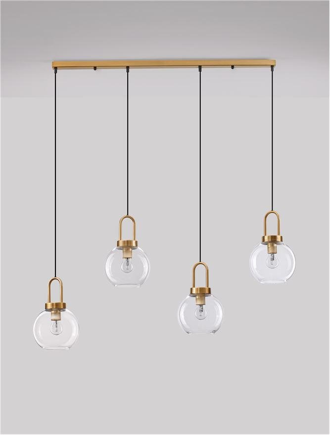NV 9241180 Závěsné svítidlo IRVINE čiré sklo černý kabel mosazný zlatý kov E27 4x12W 230V IP20 bez žárovky - NOVA LUCE (obrázek 3)