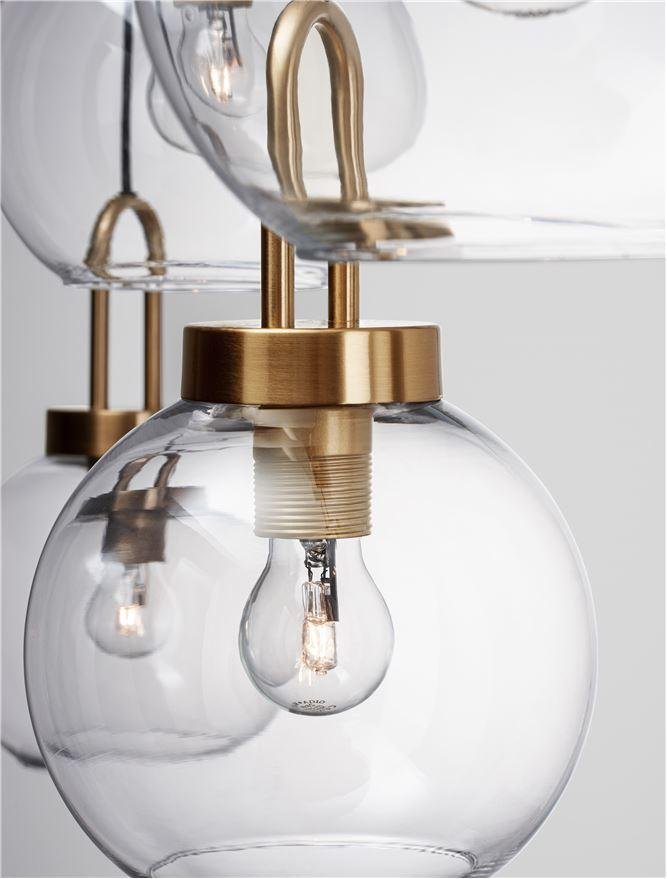NV 9241180 Závěsné svítidlo IRVINE čiré sklo černý kabel mosazný zlatý kov E27 4x12W 230V IP20 bez žárovky - NOVA LUCE (obrázek 5)