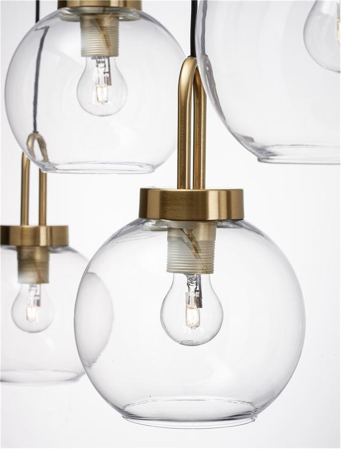 NV 9241180 Závěsné svítidlo IRVINE čiré sklo černý kabel mosazný zlatý kov E27 4x12W 230V IP20 bez žárovky - NOVA LUCE (obrázek 6)