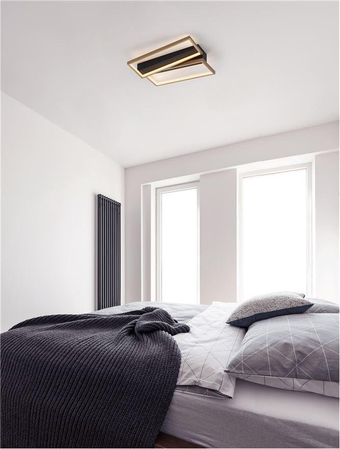 NV 9248113 Stropní svítidlo ELIZE černá a mosazná zlatá ocel, hliník a silikon LED 28W 230V 3000K IP20 stmívatelné - NOVA LUCE