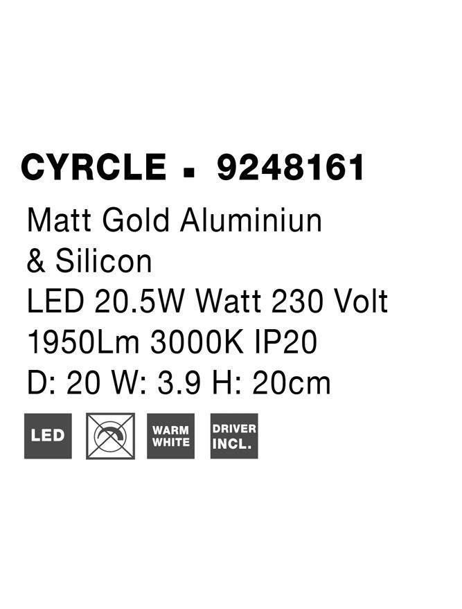 NV 9248161 Nástěnné svítidlo CYRCLE matný zlatý hliník a akryl LED 20.5W 230V 3000K IP20 - NOVA LUCE (obrázek 7)