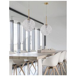 Obrázek pro produkt Závěsné svítidlo MIRANO čiré strukturované sklo a broušená zlatá ocel E27 1x12W 230V IP20 bez žárovky - NOVA LUCE