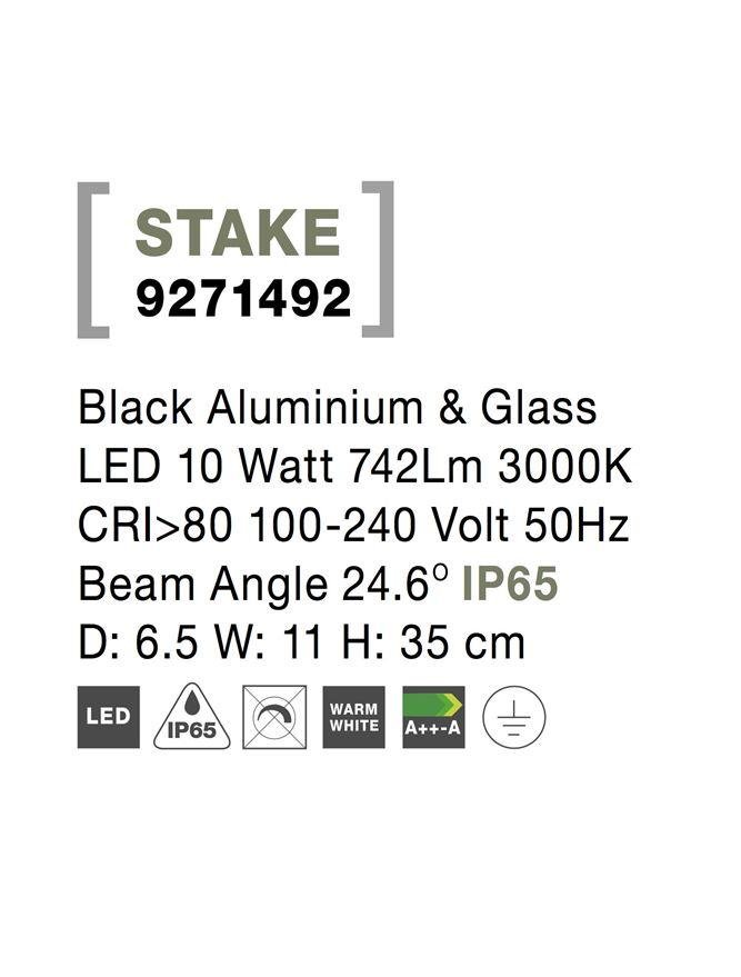 NV 9271492 Venkovní svítidlo s bodcem STAKE černý hliník a sklo LED 10W 3000K 100-240V 24st. IP65 - NOVA LUCE (obrázek 4)