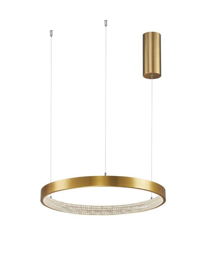 NV 9285401 Závěsné svítidlo PRESTON antický zlatý mosazný hliník a akryl LED 25W 230V 3000K IP20 stmívatelné - NOVA LUCE