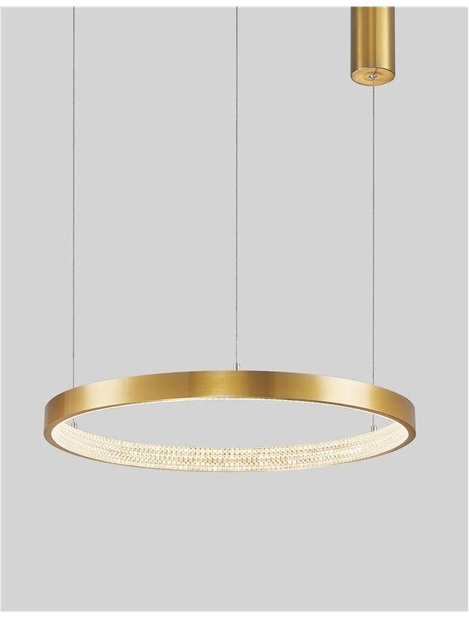 NV 9285601 Závěsné svítidlo PRESTON antický zlatý mosazný hliník a akryl LED 37W 230V 3000K IP20 stmívatelné - NOVA LUCE