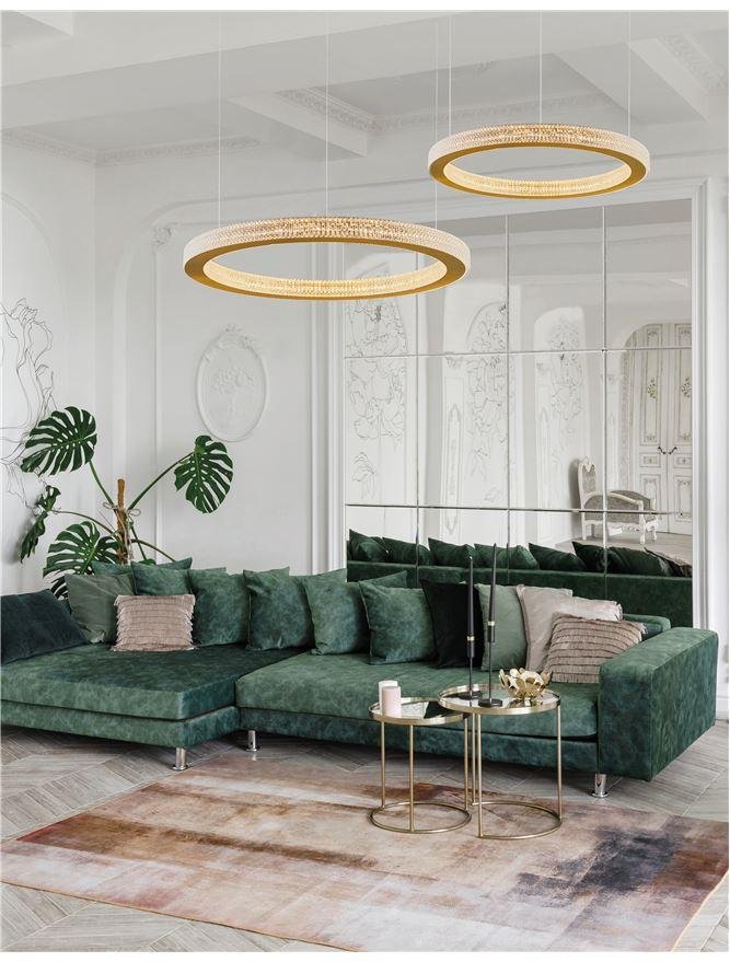 NV 9285610 Závěsné svítidlo FIORE antický zlatý mosazný hliník a akryl LED 60W 230V 3000K IP20 stmívatelné - NOVA LUCE
