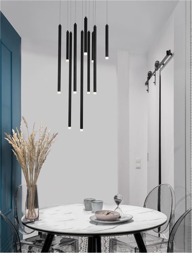 NV 9287945 Závěsné svítidlo TRIMLE nerez ocel a akryl černá LED 30W 3000K stmívatelné - NOVA LUCE