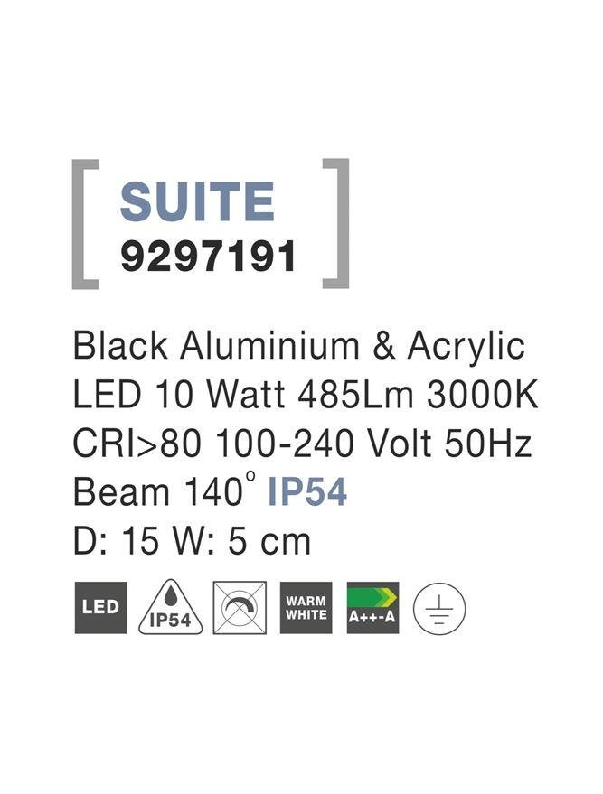 NV 9297191 Venkovní nástěnné svítidlo SUITE černý hliník a akryl LED 10W 3000K 100-240V 140st. IP54 - NOVA LUCE (obrázek 4)