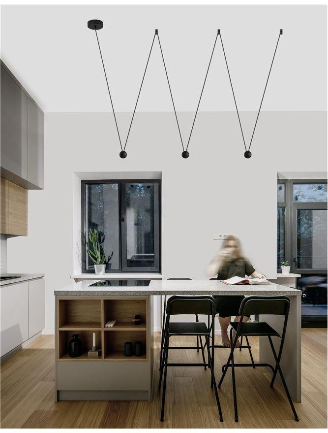 Levně NV 9303941 Závěsné svítidlo NOCCI černý hliník černý kabel LED 3x4.5W 230V 3000K IP20 - NOVA LUCE