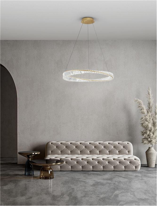 Levně NV 9333062 Závěsné svítidlo AURELIA zlatý kov a křišťál LED 45W 230V 3500K IP20 stmívatelné - NOVA LUCE