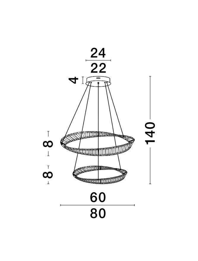 NV 9333063 Závěsné svítidlo AURELIA zlatý kov a křišťál LED 70W 230V 3500K IP20 stmívatelné - NOVA LUCE (obrázek 4)