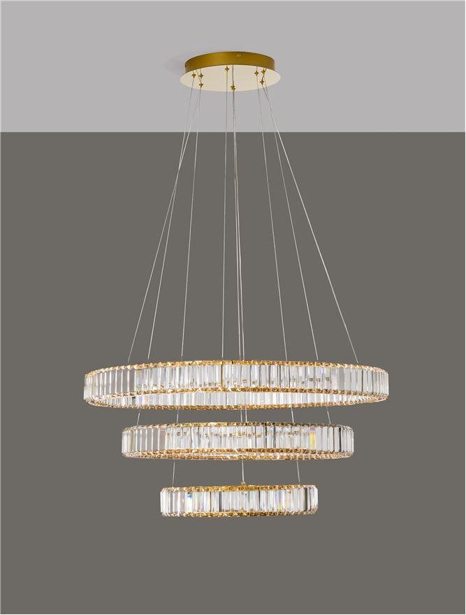 NV 9333069 Závěsné svítidlo AURELIA zlatý kov a křišťál LED 92W 230V 3500K IP20 stmívatelné - NOVA LUCE (obrázek 4)