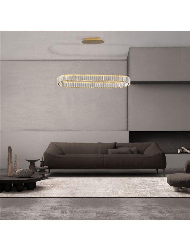 NV 9333073 Závěsné svítidlo AURELIA zlatý kov a křišťál LED 48W 230V 3500K IP20 stmívatelné - NOVA LUCE