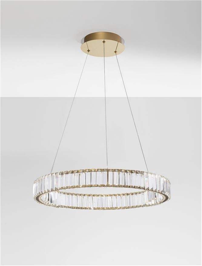 NV 9333075 Závěsné svítidlo AURELIA zlatý kov a křišťál LED 40W 230V 3500K IP20 stmívatelné - NOVA LUCE