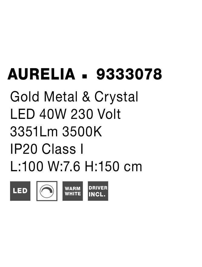 NV 9333078 Závěsné svítidlo AURELIA zlatý kov a křišťál LED 40W 230V 3500K IP20 stmívatelné - NOVA LUCE (obrázek 8)