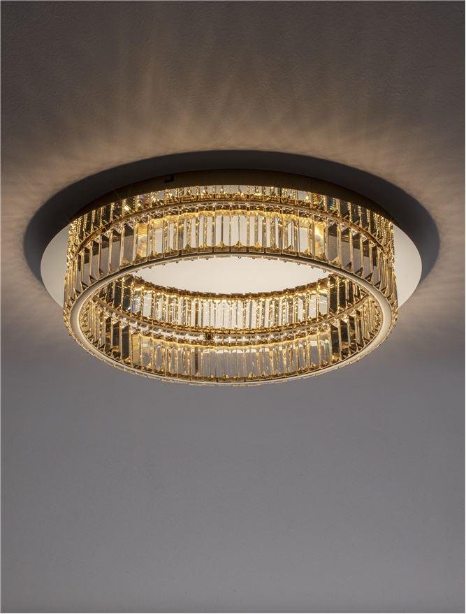 Levně NV 9333079 Stropní svítidlo AURELIA zlatý kov a křišťál LED 29W 230V 3500K IP20 stmívatelné - NOVA LUCE