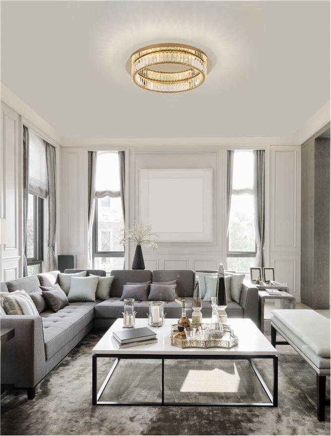 Levně NV 9333080 Stropní svítidlo AURELIA zlatý kov a křišťál LED 19W 230V 3500K IP20 stmívatelné - NOVA LUCE