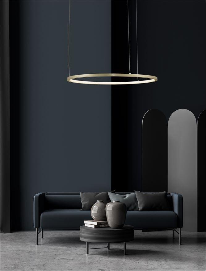 NV 9345602 Závěsné svítidlo TARQUIN broušený zlatý hliník a akryl LED 36W 230V 3000K IP20 stmívatelné - NOVA LUCE