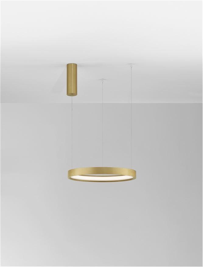 NV 9345615 Závěsné svítidlo PERRINE kartáčovaný zlatý hliník a akryl LED 30W 230V 3000K IP20 stmívatelné - NOVA LUCE
