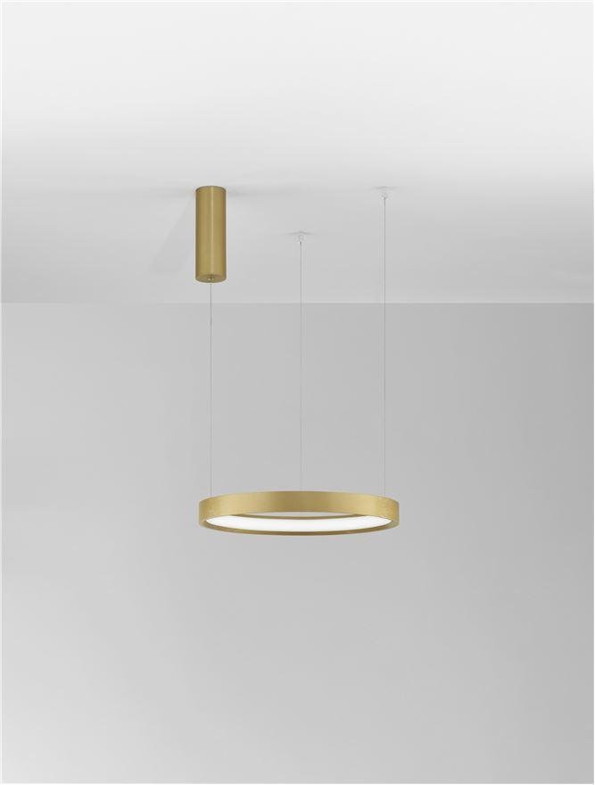 NV 9345615 Závěsné svítidlo PERRINE kartáčovaný zlatý hliník a akryl LED 30W 230V 3000K IP20 stmívatelné - NOVA LUCE (obrázek 3)