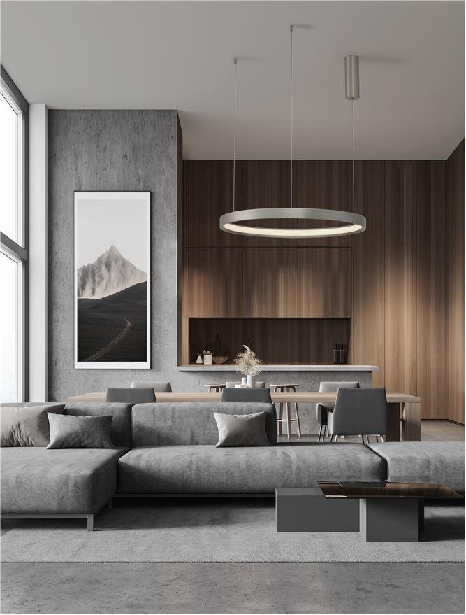 NV 9345618 Závěsné svítidlo PERRINE šampaň stříbrný hliník a akryl LED 42W 230V 3000K IP20 stmívatelné - NOVA LUCE