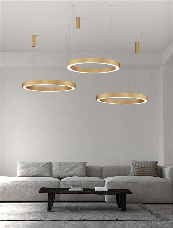 NV 9345646 Závěsné svítidlo MORBIDO zlatý mosazný hliník a akryl LED 80W 230V 2700K - 4000K IP20 vč. dálkového ovládání stmívatelné Tuya - NOVA LUCE