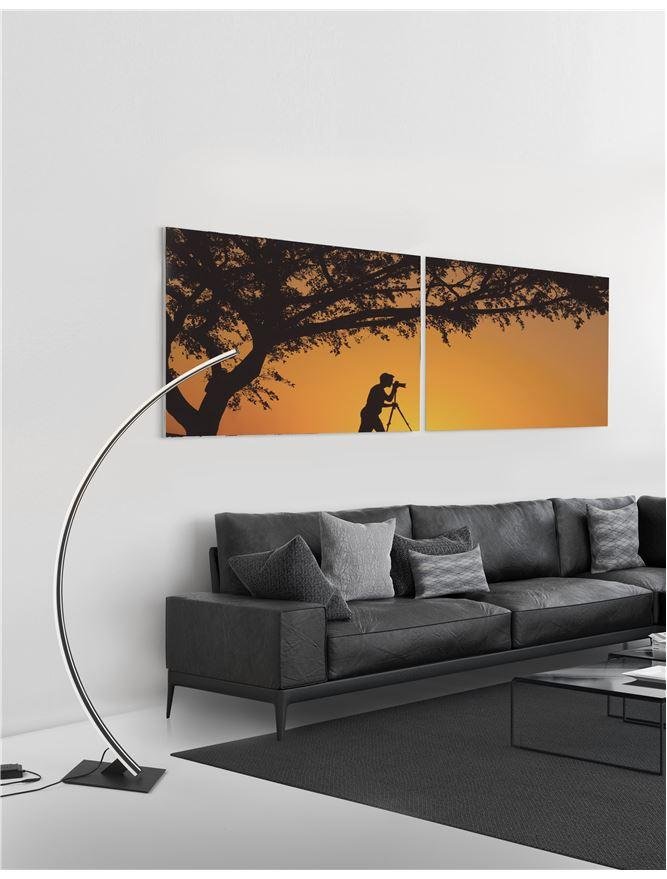 NV 9348092 Stojací lampa BRETON černý hliník a akryl LED 40W 230V 3000K IP20 stmívatelné - NOVA LUCE