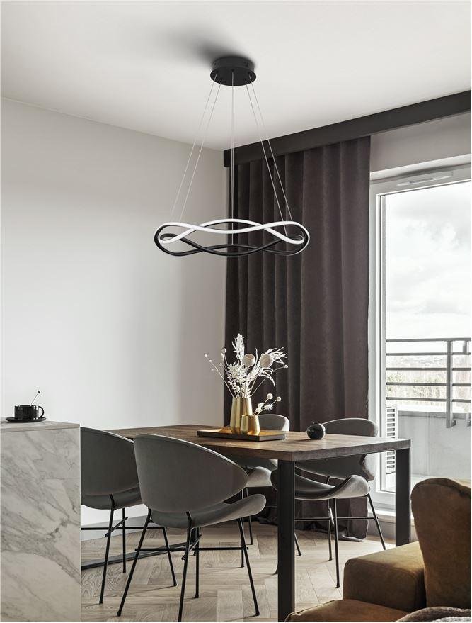 NV 9348101 Závěsné svítidlo JINAL LED závěsné svítidlo černý kov, hliník a silikon 3000K 40W IP20 stmívatelné - NOVA LUCE