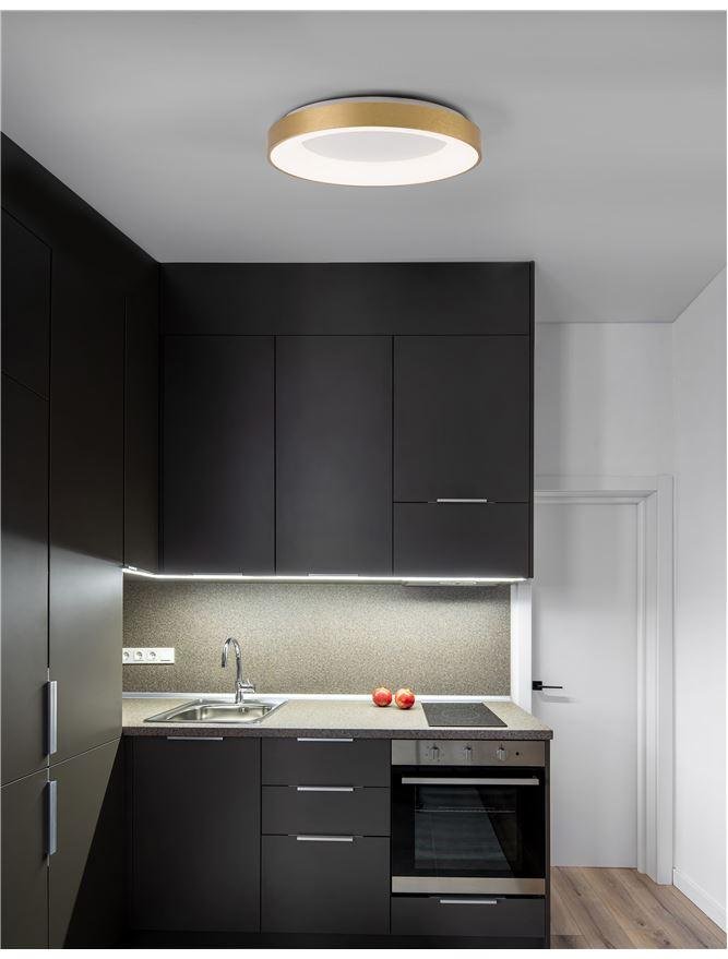 NV 9353854 Stropní svítidlo RANDO THIN kartáčovaný zlatý hliník a akryl LED 50W 230V 3000K IP20 stmívatelné - NOVA LUCE