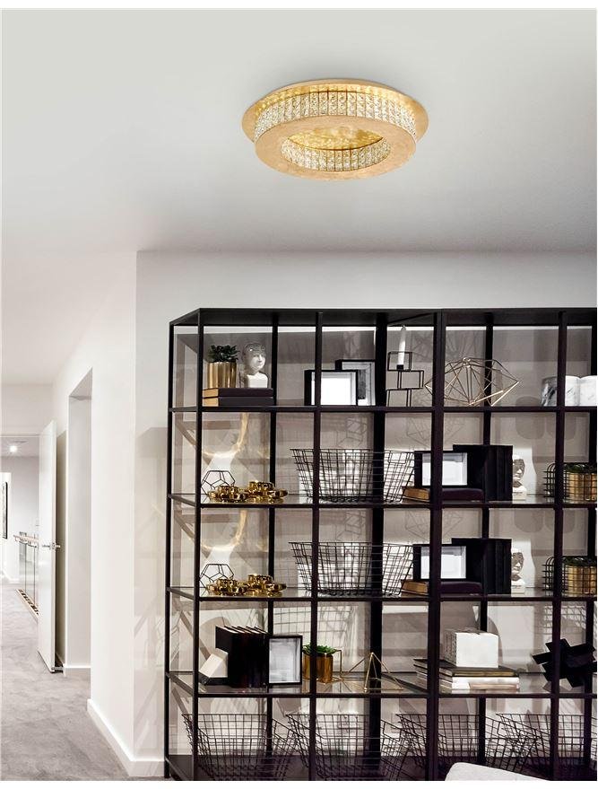 NV 9361083 Stropní svítidlo ZEFFARI plátkovaný zlatý hliník a K9 křišťál LED 40W 230V 4000K IP20 - NOVA LUCE