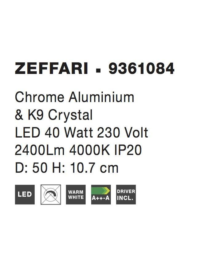 NV 9361084 Stropní svítidlo ZEFFARI chromovaný hliník a K9 křišťál LED 40W 230V 4000K IP20 - NOVA LUCE (obrázek 3)