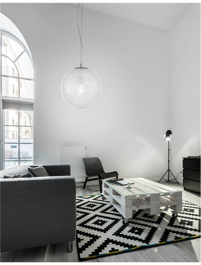 NV 9361741 Závěsné svítidlo FROZEN čiré sklo a akryl uvnitř chromovaný hliník E27 1x12W IP20 bez žárovky - NOVA LUCE