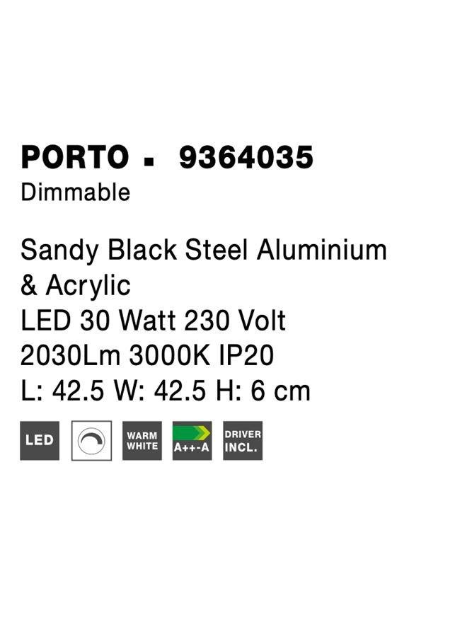 NV 9364035 Stropní svítidlo PORTO černá ocel hliník a akryl LED 30W 230V 3000K IP20 stmívatelné - NOVA LUCE (obrázek 9)