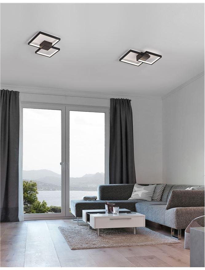 NV 9364037 Stropní svítidlo PORTO černá ocel hliník a akryl LED 19W 230V 3000K IP20 - NOVA LUCE