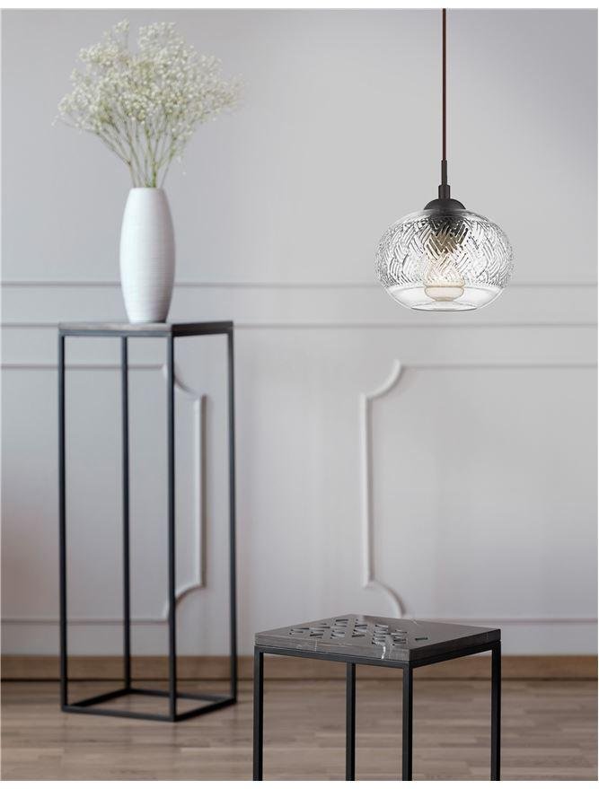 NV 938226 Závěsné svítidlo DEVON čiré sklo hnědá kovová základna hnědý kabel E14 1x5W IP20 bez žárovky - NOVA LUCE