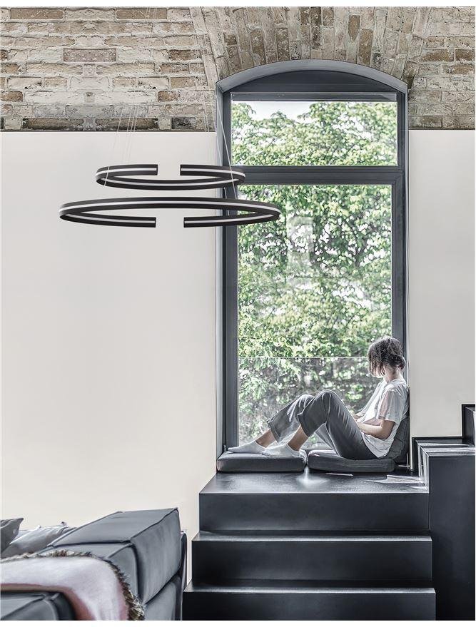 NV 9392012 Závěsné svítidlo TORRENTE černý hliník a akryl nastavitelné LED 93W 230V 3000K IP20 stmívatelné - NOVA LUCE