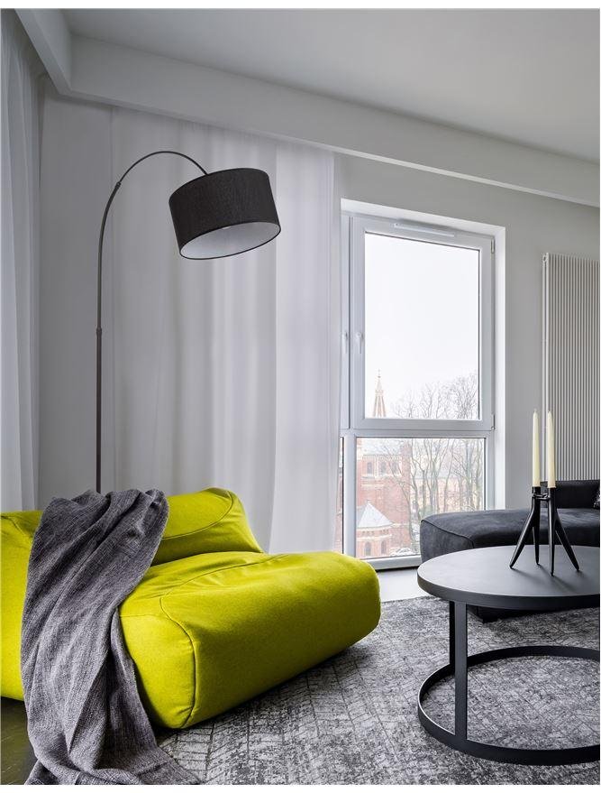 NV 9401652 Stojací lampa SAMA černé stínidlo černá hliníková základna E27 1x12W 230V IP20 bez žárovky - NOVA LUCE
