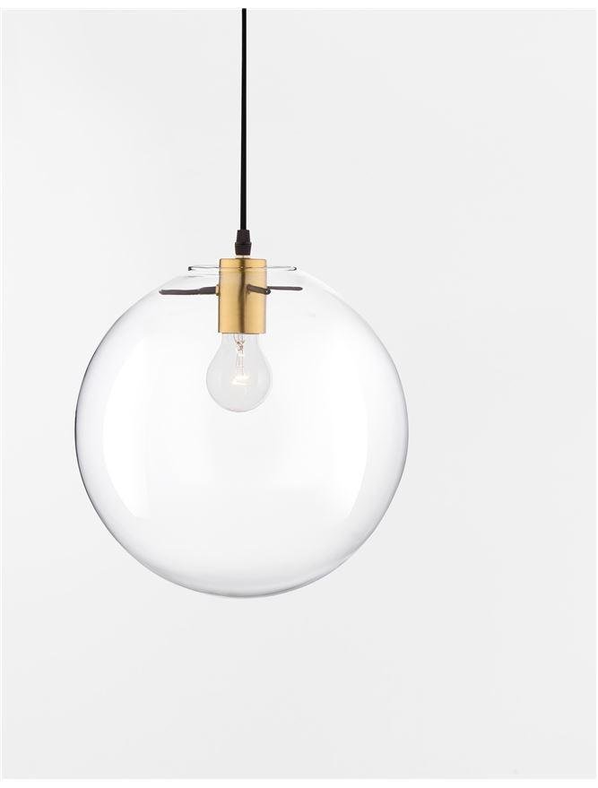 NV 9416925 Závěsné svítidlo MIRALE zlatý kov čiré sklo a černý PVC kabel E27 1x12W 230V IP20 bez žárovky - NOVA LUCE