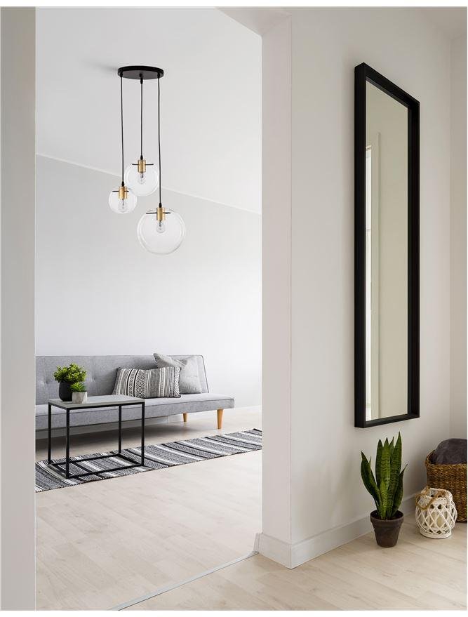 NV 9416933 Závěsné svítidlo MIRALE čiré sklo a zlatý kov černý PVC kabel E27 3x12W 230V IP20 bez žárovky - NOVA LUCE
