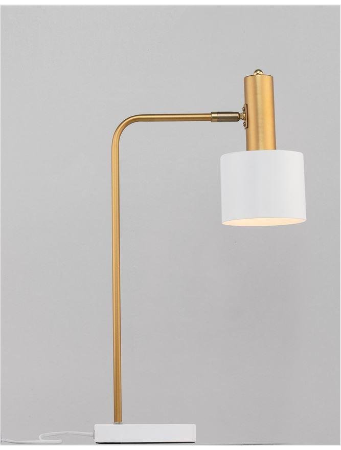 NV 9426651 Stolní lampa PAZ zlatý kov bílé kovové stínidlo bílá základna E27 1x12W 230V IP20 bez žárovky - NOVA LUCE