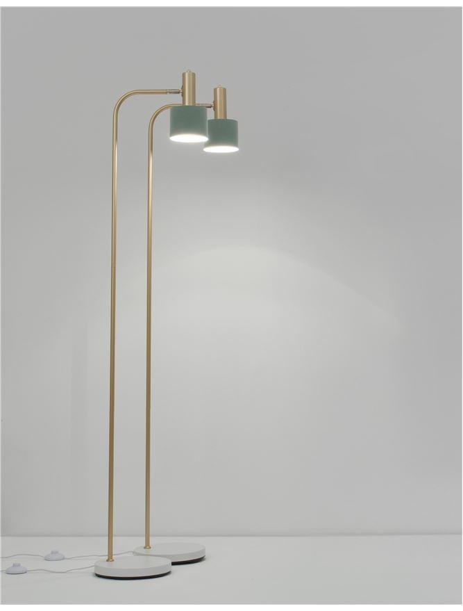 NV 9426654 Stojací lampa PAZ zlatý kov mentolové kovové stínidlo bílá základna E27 1x12W 230V IP20 bez žárovky - NOVA LUCE
