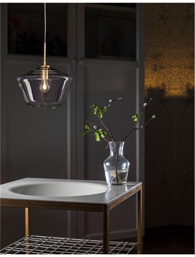 NV 9426733 Závěsné svítidlo PRISMA čiré sklo zlatý kov E27 1x12W 230V IP20 bez žárovky - NOVA LUCE