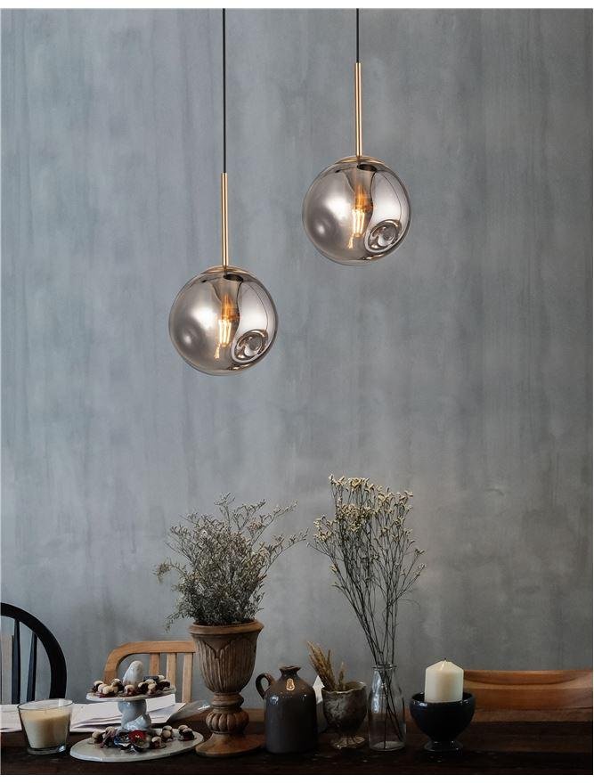 Levně NV 9426751 Závěsné svítidlo SPADA zlatý kov a chromové sklo černý PVC kabel E27 1x12W 230V IP20 bez žárovky - NOVA LUCE