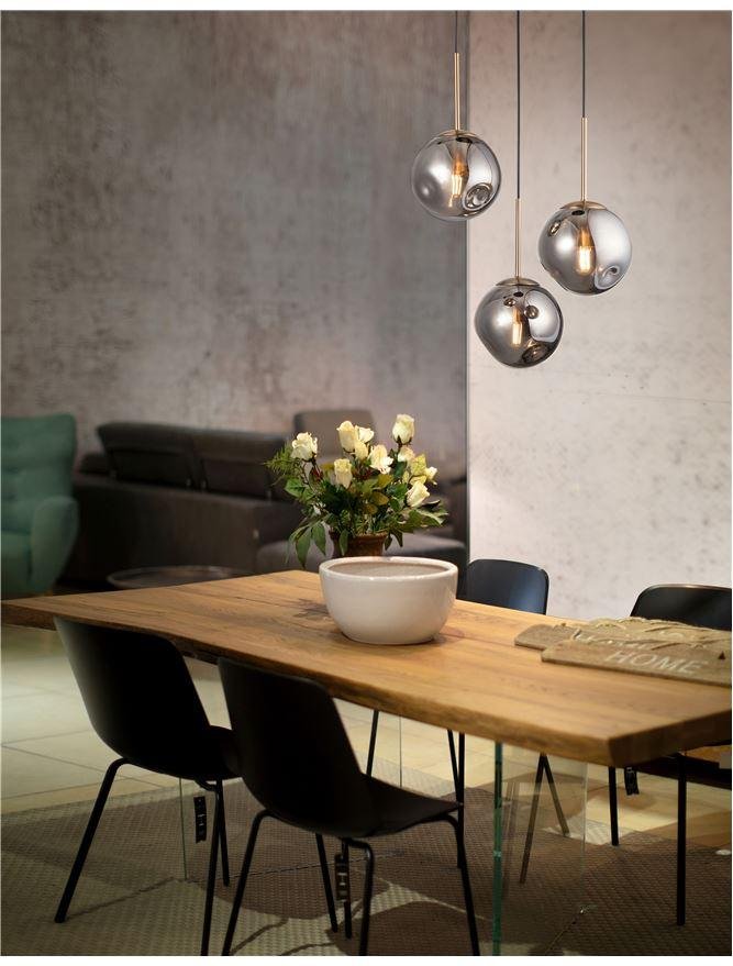 NV 9426753 Závěsné svítidlo SPADA zlatý kov a chromové sklo černý PVC kabel E27 3x12W 230V IP20 bez žárovky - NOVA LUCE