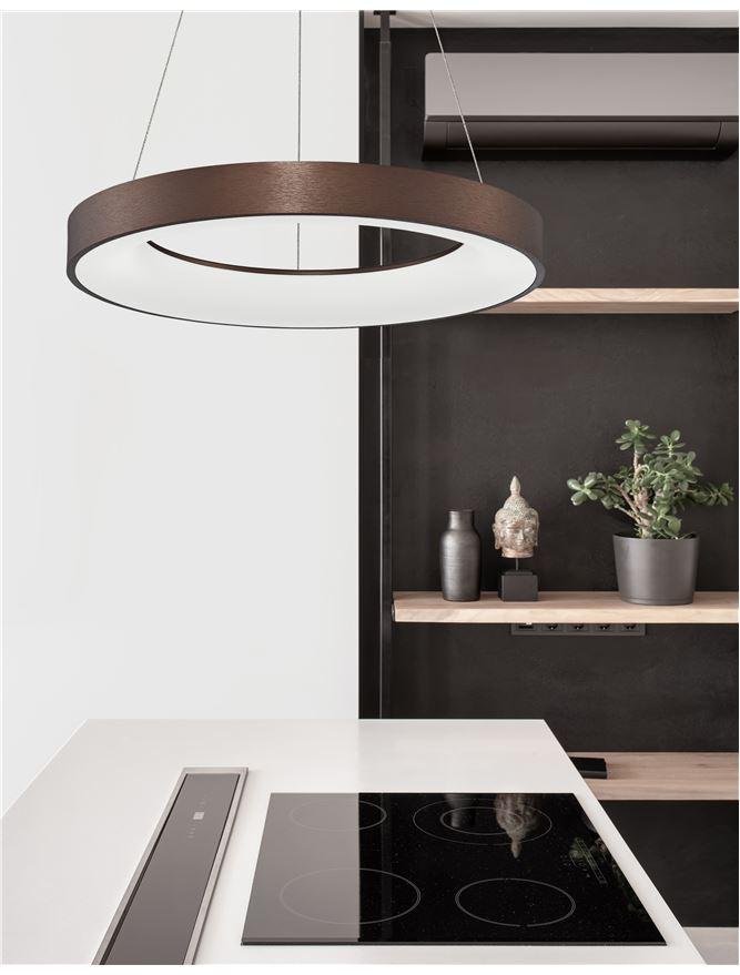 NV 9453455 Závěsné svítidlo RANDO THIN broušený kávově hnědý hliník a akryl LED 50W 230V 3000K IP20 stmívatelné - NOVA LUCE