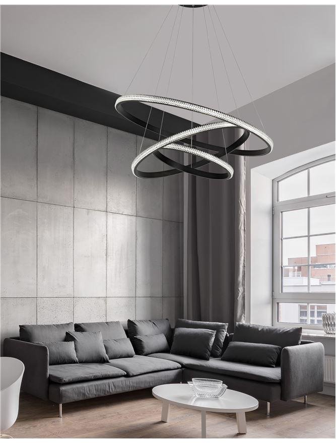 NV 9481093 Závěsné svítidlo NAGER černý hliník a akryl LED 62W 230V 3000K IP20 stmívatelné - NOVA LUCE