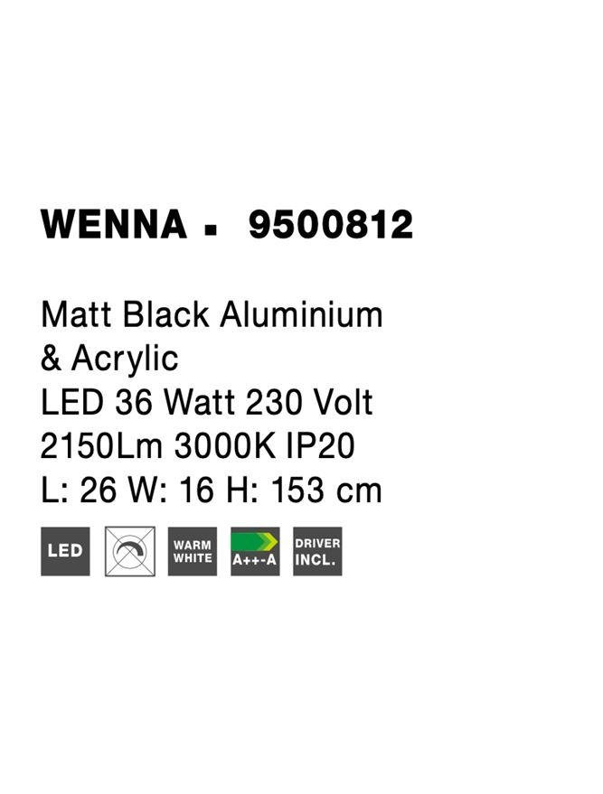 NV 9500812 Stojací lampa WENNA matný černý hliník a akryl LED 36W 230V 3000K IP20 - NOVA LUCE (obrázek 8)