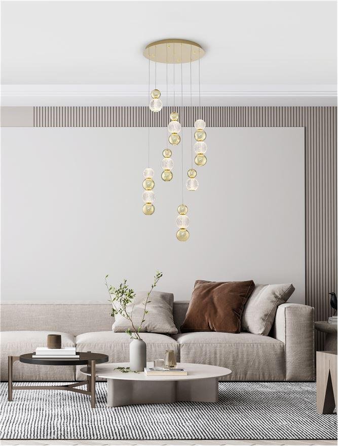 NV 9511060 Závěsné svítidlo BRILLE zlatý hliník a sklo LED 42W 230V 3200K IP20 stmívatelné - NOVA LUCE
