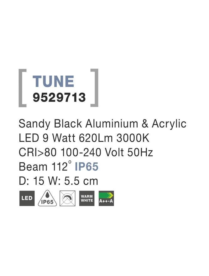 NV 9529713 Venkovní nástěnné svítidlo TUNE černý hliník a akryl LED 9W 3000K 100-240V 112st. IP65 - NOVA LUCE (obrázek 4)